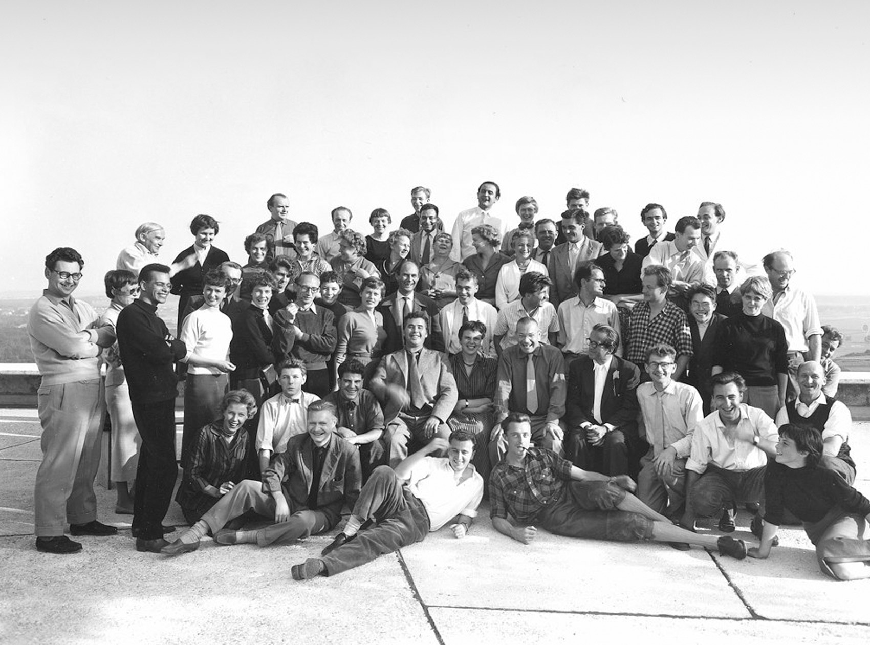 Group picture on the terrace, taken on Inge Aicher-Scholl's birthday, August 11, 1956