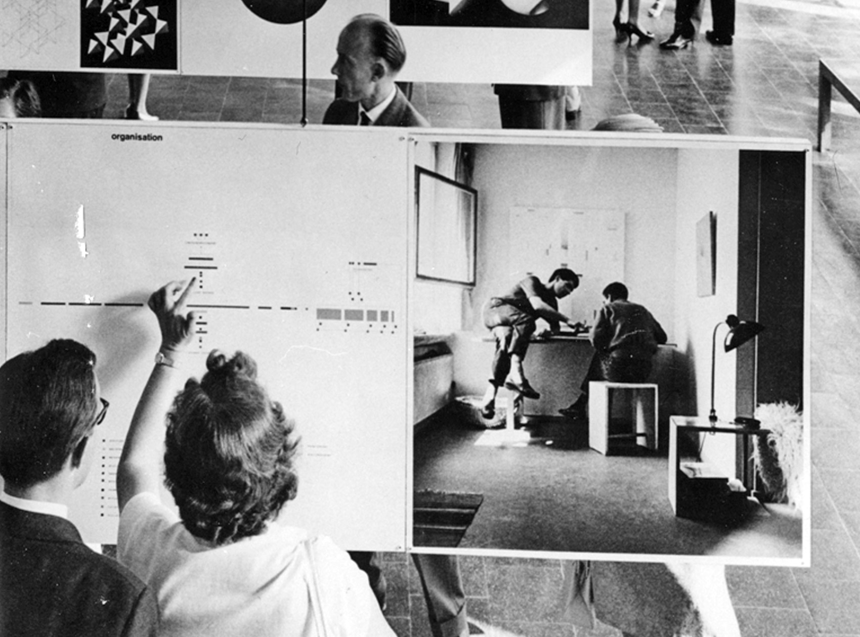 HfG exhibition in the cafeteria, June 1958: documentation of methods and work results