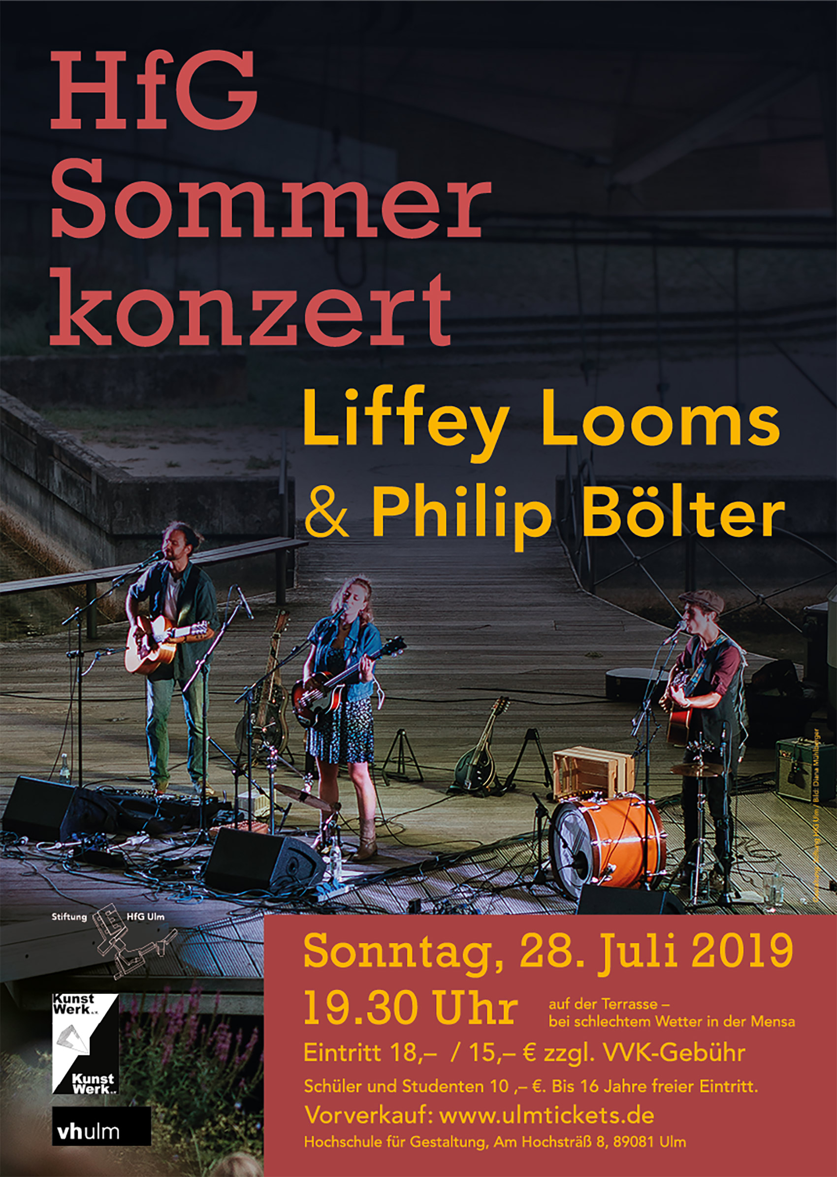 Poster HfG-summer-concert Liffey Looms and Philip Bölter