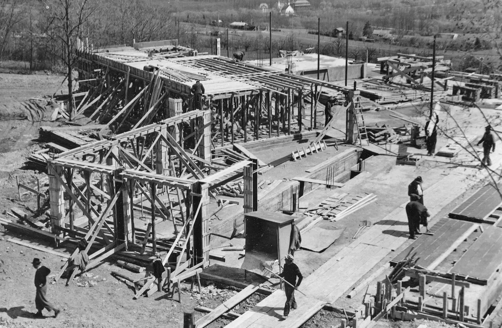 Construction site, photographer: unknown, © HfG Archive / Museum Ulm, reference number: HfG Archive